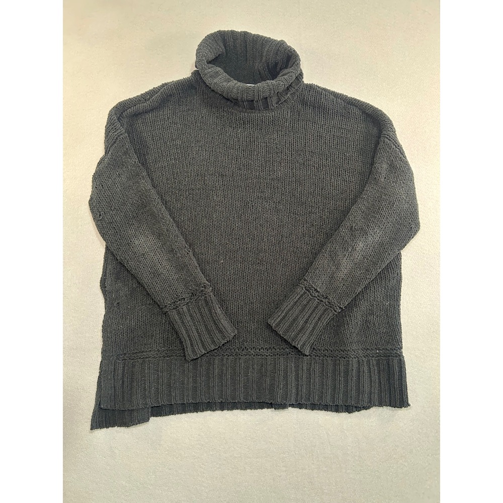 Aerie Turtleneck Sweater‎ Womens S Black Chenille Knit Oversized Long Sleeve